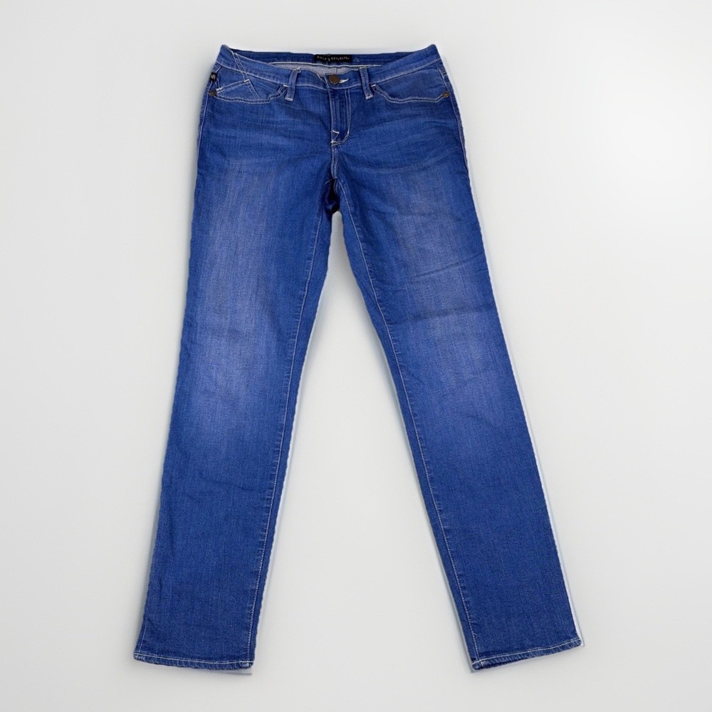 Rock & Republic Straight Leg Jeans Womens 12 Blue Star Embroidered Pockets